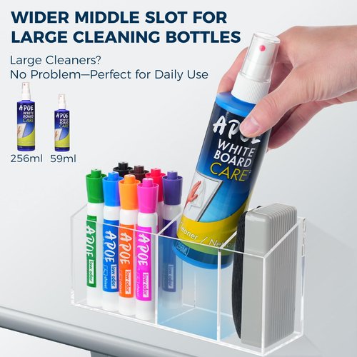Banafich Strong Magnetic Pen Holder for Refrigerator, Whiteboard Dry Erase Marker Holder for Fridge, Magnet Acrylic Pen Holder with 3 Compartments, Magnetic Cup for School, Classroom, Locker Organizer