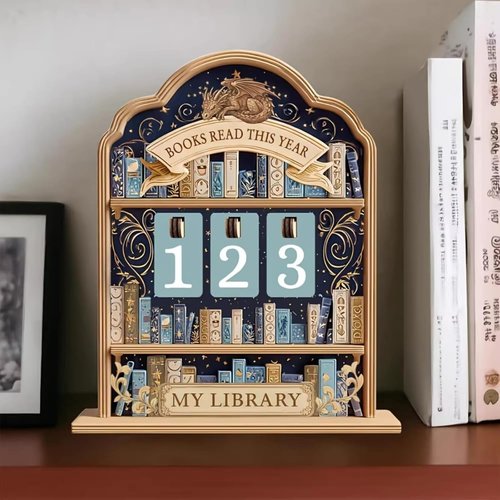 Regine Switzerland Bookshelf Read Tracker - Yearly Book Counter for Reading Nook Decor