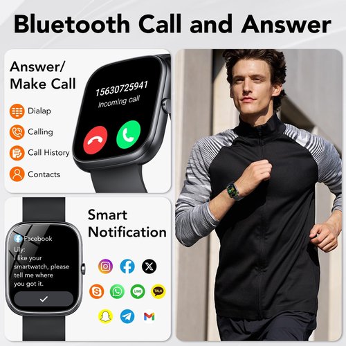 Smart Watch for Men Women (Answer/Make Calls), 1.91" HD Smartwatch with Heart Rate Monitor Sleep Monitor, IP68 Waterproof, 115+ Sports Activity Trackers with Pedometer, Fitness Watch for Android/iOS