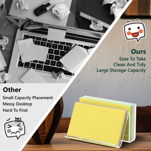 2 Pack Index Card Display Stand 4x6 Index Card Storage Box Flash Card Holder Acrylic Postcard Display Rack Notecard Organizer Business Card Stand for Desk Home Office(Transparent No Card)