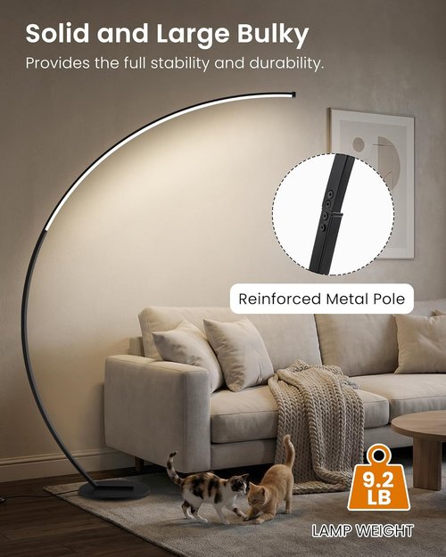 Skiennix 75-Inch Dimmable LED Arc Floor Lamp - Remote Control & 3 Color Temperatures | Modern Design for Living Room & Bedroom
