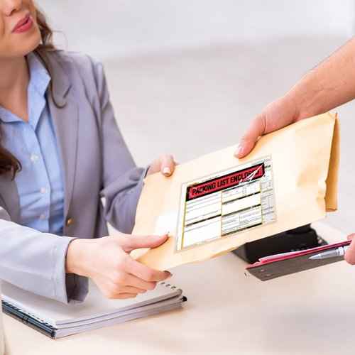 1000 Pcs Packing Slip Envelope Pouches Clear Self Adhesive Shipping Label Sleeves Waterproof Packing List Envelopes Pockets Top Loading Shipping Pouches Enclosed Bags (Red,7.5" x 5.5")