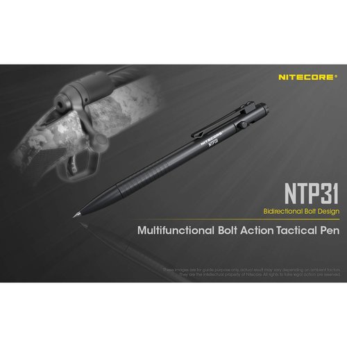 Nitecore NTP31 Bolt Action Tactical Pen with Tungsten Steel Glass Breaker with NitecoreSt Sticker