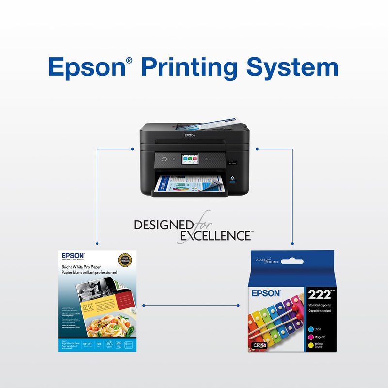Epson 222 Claria Ink Standard Capacity Black & Color Cartridge Combo Pack (T222120-BCS) Works with Workforce WF-2960, Expression XP-5200