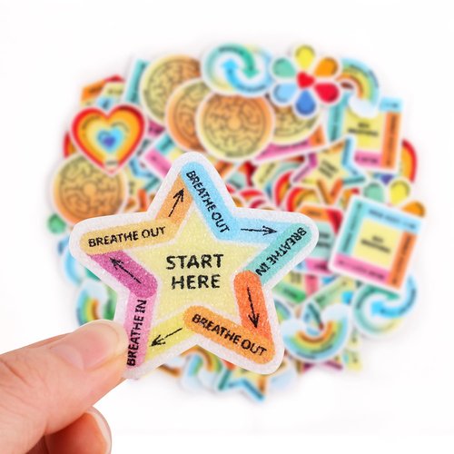 72Pcs Calm Stickers for Anxiety Sensory Textured Sensory Stickers Anti Stress Anxiety Relief Items Boho Calm Sticker Bulk Waterproof Fidget Adults Classroom Teacher Supplies