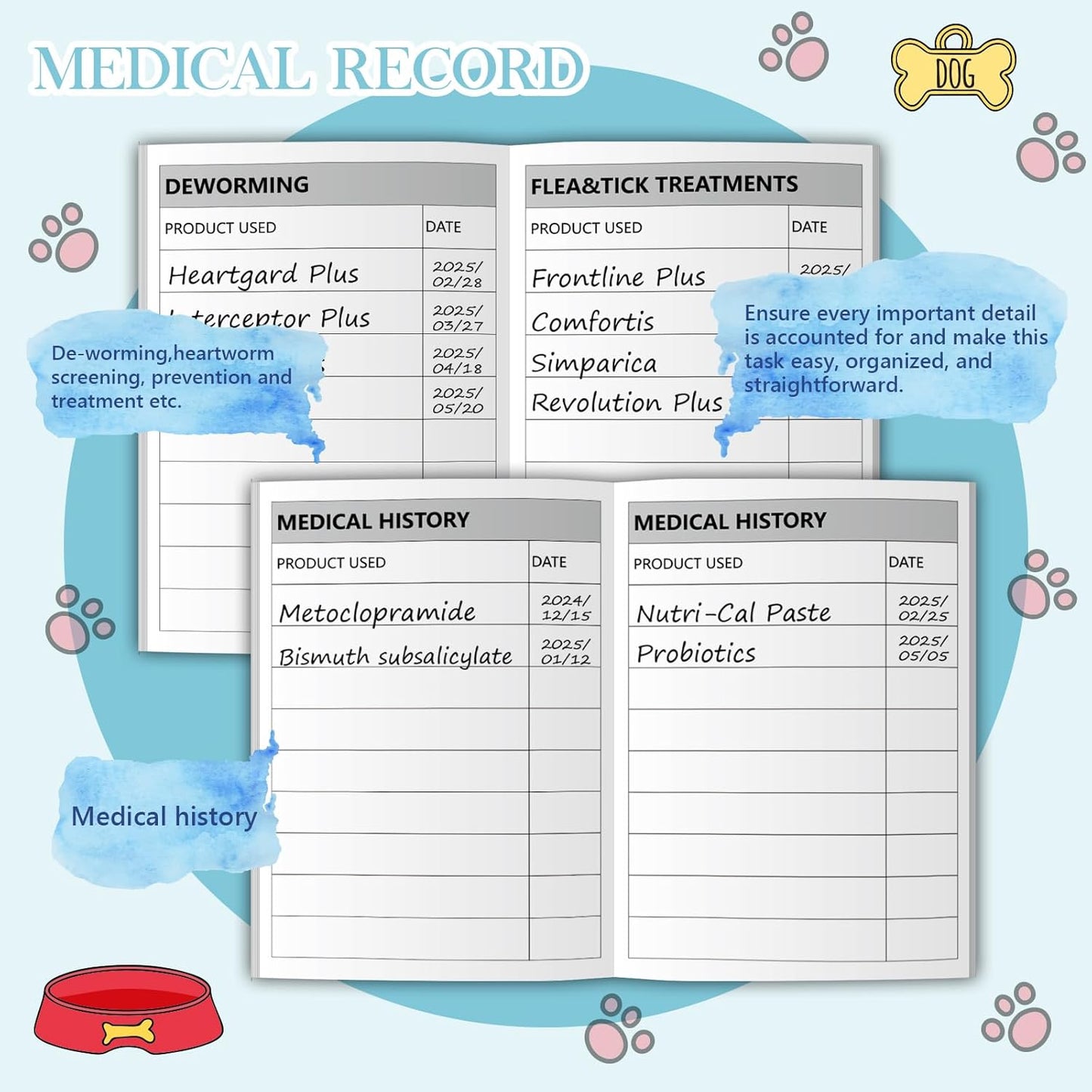 1 Pack Puppy Shot Record Booklets 12 Sheets Per Pack Dog Vaccination Record Book Dog Health Records 5*3.5inch Dog Information Record Notebook dog medical and vaccine book for Pet Lovers Doggy Medical