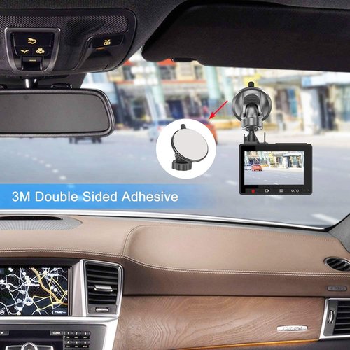 Crosstour Dash Cam Suction Cup Mount - 16 Adjustable Points & Double-Sided Adhesive Tapes