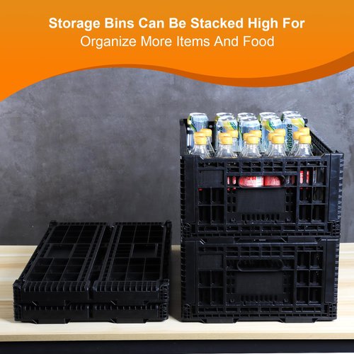 JGLDG Collapsible Storage Bin Container,52 Liter Transfer heavy duty plastic storage box , Versatile Storage Basket milk crates (1)
