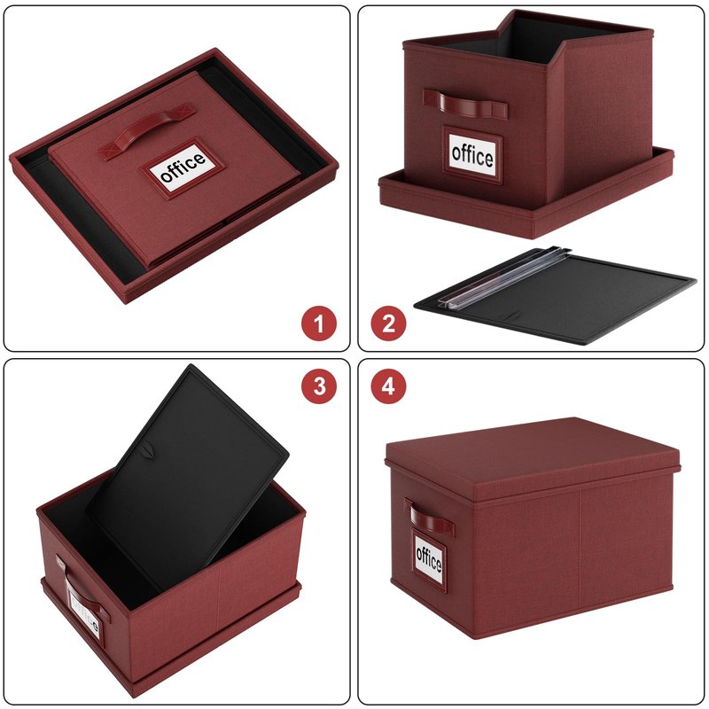 Huolewa Upgraded File Organizer Boxes Set of 2, File Boxes with Lids, Linen Hanging File Organizer Boxes for Letter/Legal File Folder Storage, Document Organizer, Filing Boxes Cabinets for Office/Home