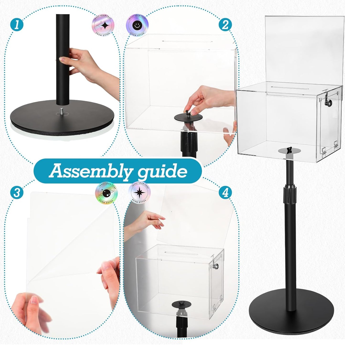 1 Pack Suggestion Donation Box with Lock and Key 11"x 8.25" x 8.25" Acrylic Offering Raffle Box with Stand Slot for Office Charity Church Collection