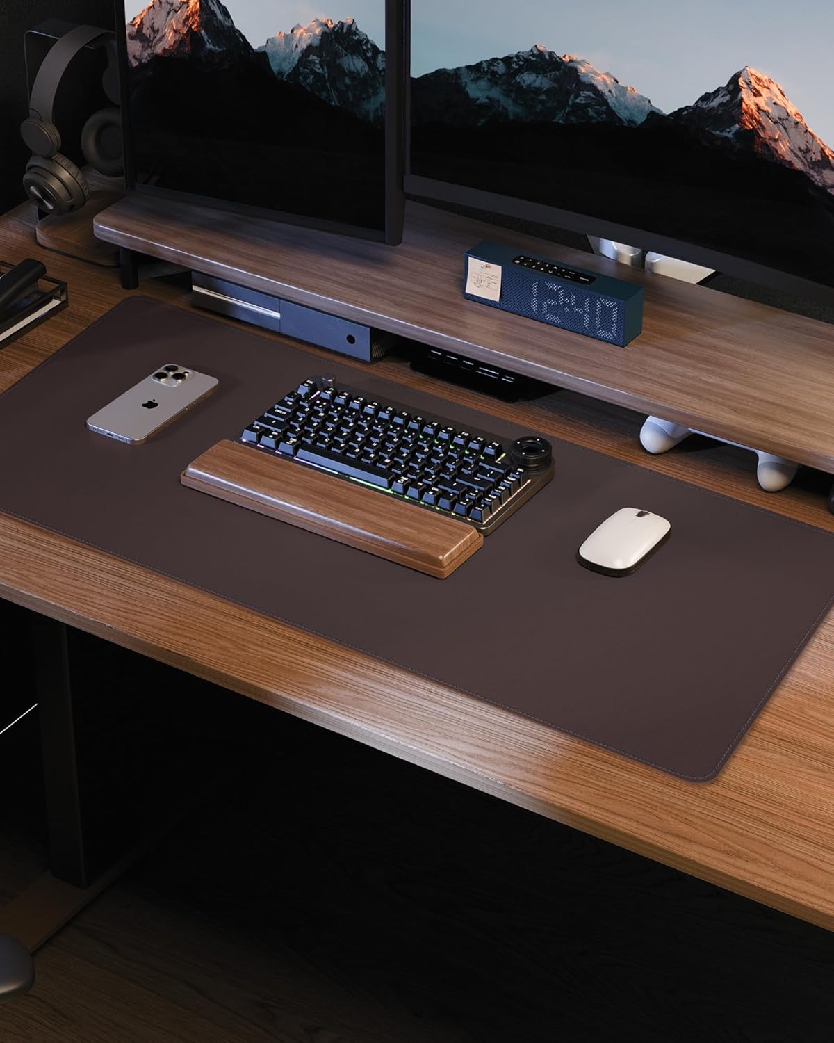 Skiennix Non-Slip Desk Pad - Waterproof PVC Leather Protector | Easy Clean Laptop Mat (Coffee, 24" x 13.7")