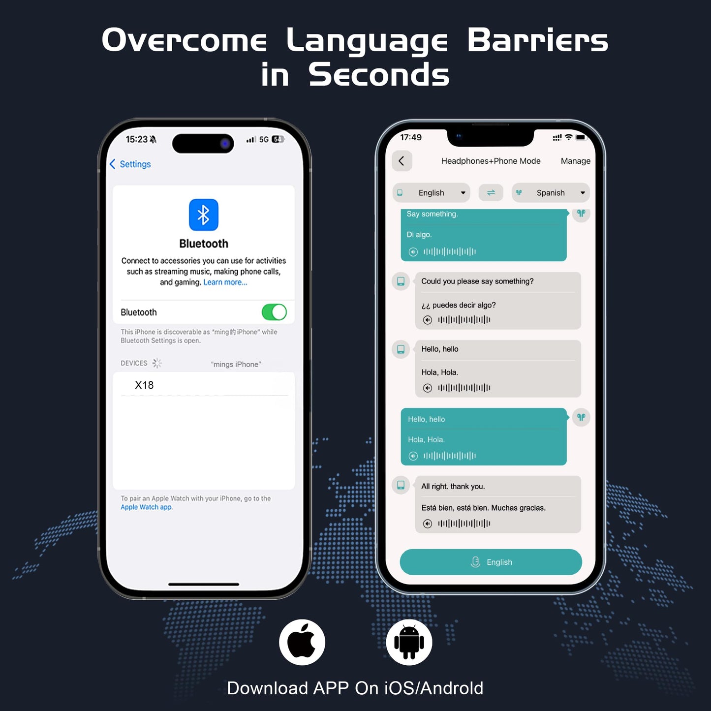 IAMJOY Language Translation Earbuds, 163 Two Way AI Translator Earbuds Language Translator OWS Earbuds Real Time 3-in-1 Online Translator Device with APP Fit iOS & Android for Travel Business Learning