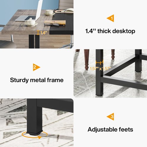 Tribesigns Small Conference Room Table for 4 People, Rustic Square 39.4L X 39.4W X 29.52H Inches Wood Computer Desk for Home Office, Conference Room,Small Space (Chair not Included)