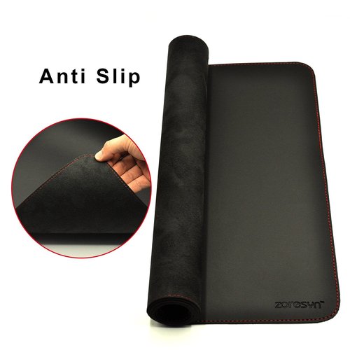 ZORESYN 59.1"x27.6" Leather Desk Pad Protector, Large Mouse Pad, Executive Computer Office Desk Mat, Non-Slip PU Leather Desk Blotter, Waterproof Desk Writing Pad for Office and Home (Black)