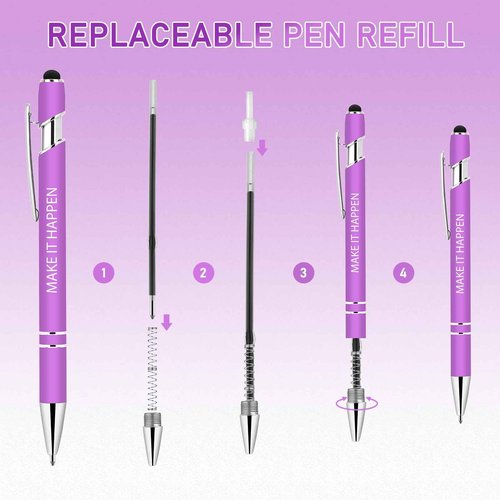 Luxeviss 100 Pcs Inspirational Pens Bulk - Motivational Ink Ballpoint Pen with Quotes Stylus Tip Nurse Gifts for School Coworkers Office Supplies Black Ink