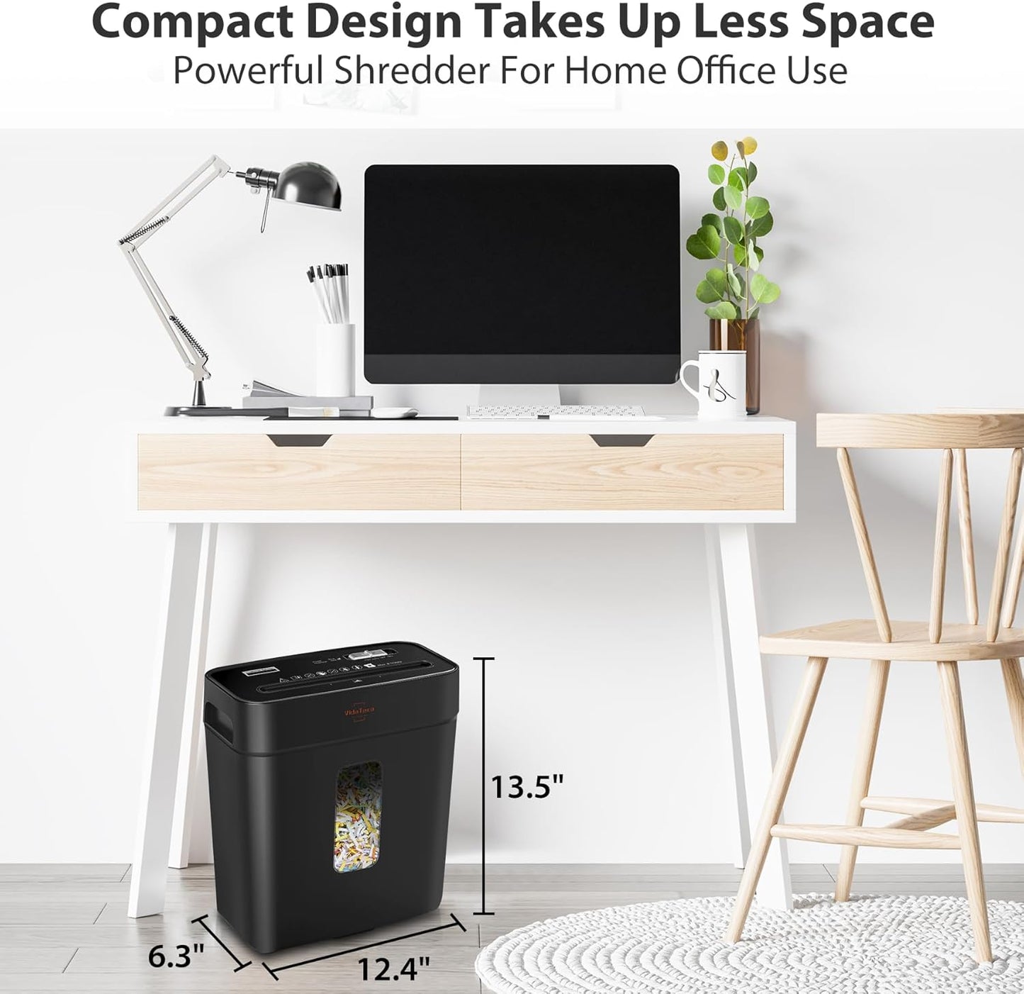 VidaTeco 8-Sheet Cross-Cut Paper Shredder - P-4 Security, Jam Proof, 3.04-Gal Bin for Home Office