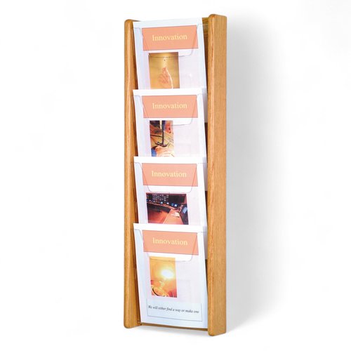 Wooden Mallet 4-Pocket Stance Wall Display, Light Oak