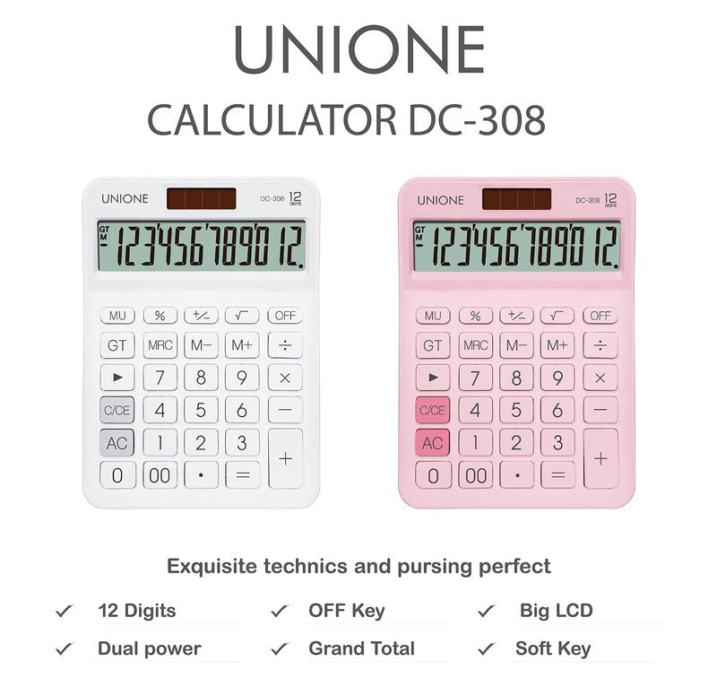 New, Two Line Display, Desktop Calculator. History Function- 30 Memories, Calculator with Large LCD for Home & Office Use, 4.5×7 inch (White)
