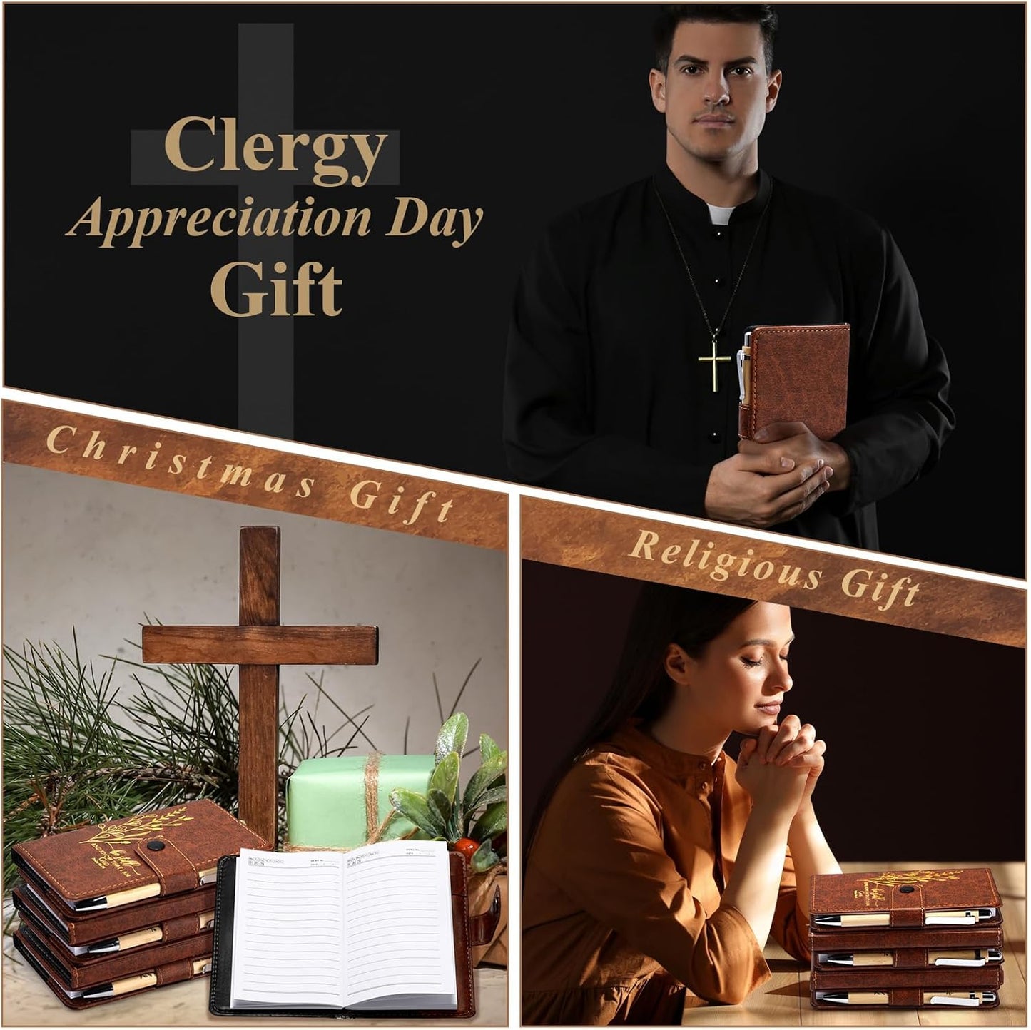 Spakon 100 Pcs Leather Prayer Journals - Inspirational Christian Gifts with Bible Verse Pens for Easter