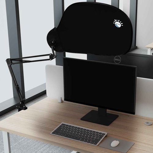 Super Stable Cubicle Shade - Adjustable Office Cubicle Multi-Arm Desk Shade - 360° Flexible Arm - Light Blocking Glare Reduction Privacy Screen for Workspace, with Tablet/Phone Holder