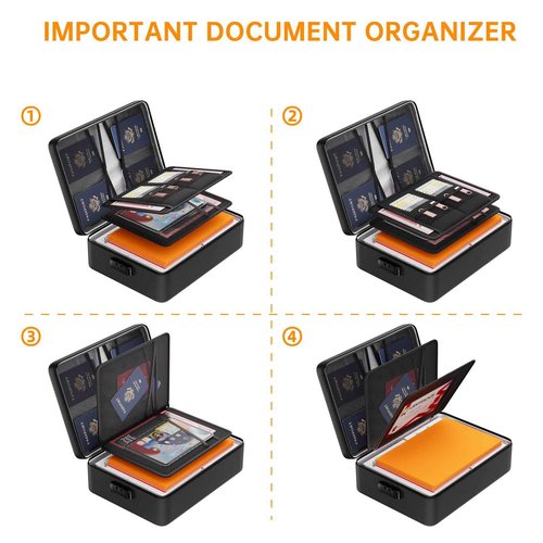 DocSafe 5200°F Document Organizer with Lock,Upgraded Heat Insulated Fireproof&Waterproof Box 8 Layers File Organizer,Portable Home Travel Safe Storage for Important Documents, Files and More