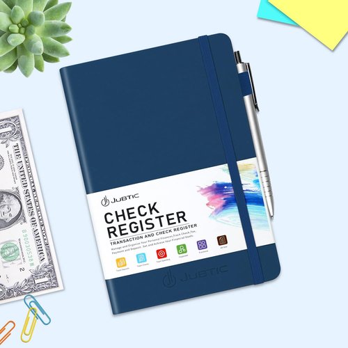 JUBTIC A5 Check Registers - Personal Ledger for Tracking Payments & Finances | Blue Color