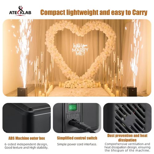 Wireless Cold Spark Machine | Portable Pyrotechnic System with Auto Safety Cutoff | Stage/Wedding/Event Special Effects Machine, White (Black)