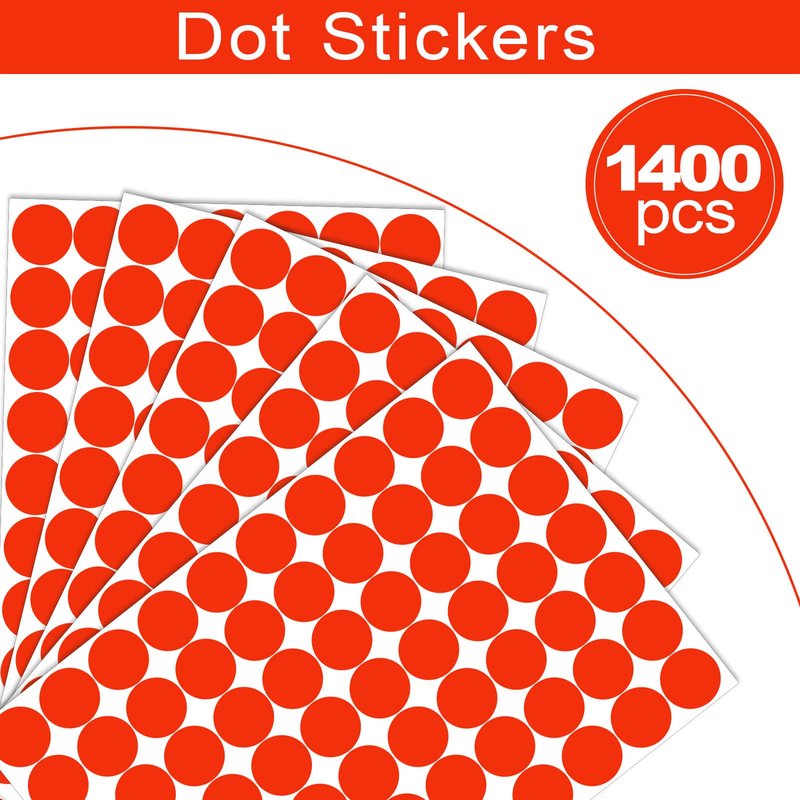 1400 PCS Red Dot Stickers Round Coding Labels Circle Dots Labels Stickers Polka Circle Dot Stickers Label Sticker for Office,Classroom,Papers Etc