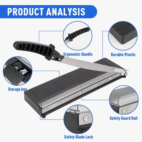 ZEQUAN Guillotine Paper Cutter, 12 Inch Cut Length Guillotine with 8 Sheet Capacity, Guillotine Paper Cutter for Cardstock, Paper Trimmer for Crafting, Classroom and Office