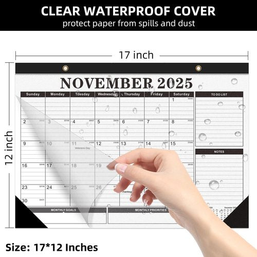 Tcamp Desk Calendar 2025-2026 from July 2025 to December 2026, Large 17" x 12" Wall Calendar with Julian Dates, 18 Months Desk Planner for Home School Office Desktop, Christmas Gifts