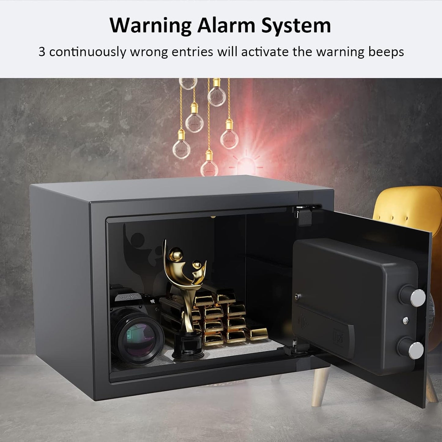 <1.6 cu.ft.>Goldenkey Digital Safe with Electronic Keypad, Document Safe with Removable Shelf, Personal Safes Box Perfect for Guns, Laptop for Home, Office, Hotel, 11.81"D x 14.96"W x 11.81"H