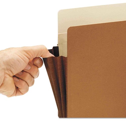 Smead End Tab Pocket, Reinforced Straight-Cut Tab, 5-1/4" Expansion, Extra Wide Letter Size, Redrope with Dark Brown Gusset, 10 per Box (73691)