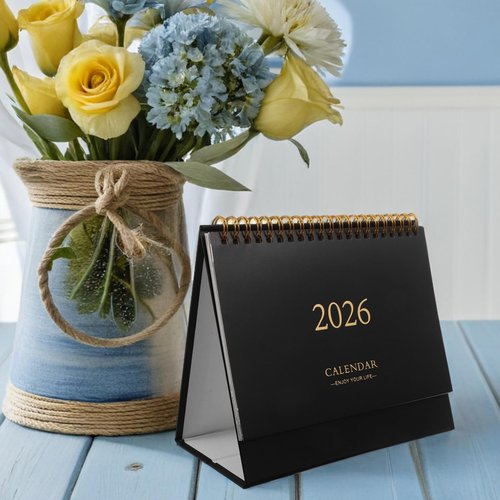 NUOBESTY Desk Calendar, 2025-2026 18 Months English Standing Flip Desktop Calendar Small Desk Calendars with Holiday for Office Home (July 2025-December 2026)