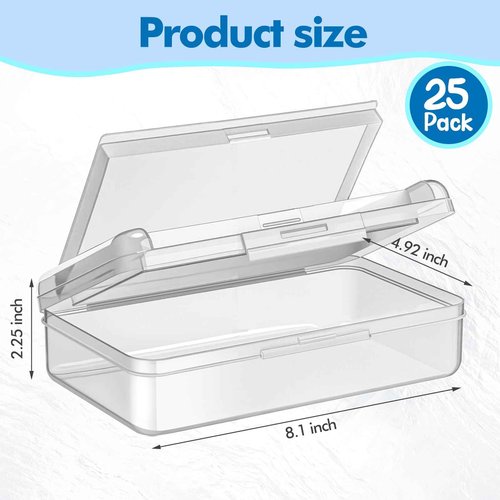 Blulu 25 Pack Double Layer Pencil Boxes Set, Large Capacity Plastic Pencil Cases with Snap-Tight Lid Plastic Pen Storage for Operation Christmas Donation Supplies Stationery Office Home(Clear)