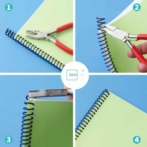 Binditek 100 Pack Plastic Spiral Binding Coils, Multi Size (14mm, 16mm, 20mm, 25mm) (9/16", 5/8", 13/16", 1"), 4:1 Pitch, Black, for Students and Coworkers