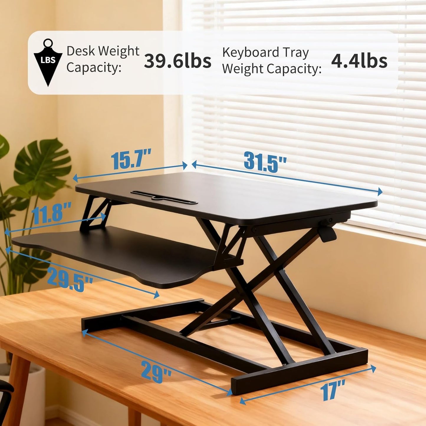 Skiennix Standing Desk Converter - Height Adjustable Sit to Stand Riser for Dual Monitors | Home Office Workstation