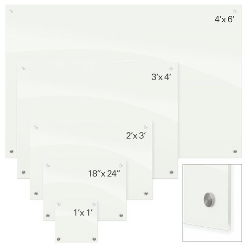 Best-Rite Enlighten Glass Dry Erase Whiteboard, Glossy White 1/8 inch Tempered Glass, 2 x 3 Feet