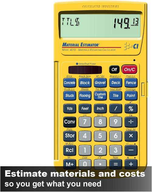 Calculated Industries 44080 Construction Master Pro - Advanced Feet-Inch-Fraction Calculator & Material Estimator in Yellow