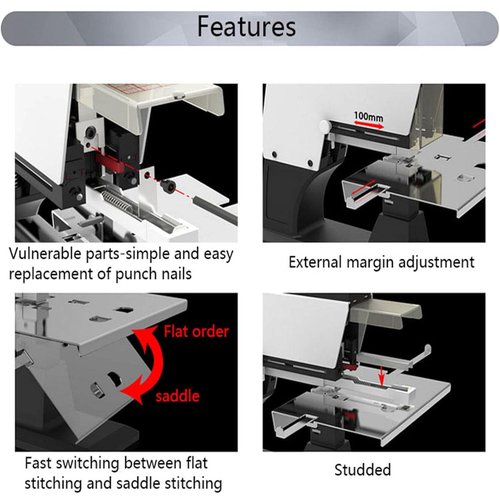 Electric Stapler, Automatic Rapid Heavy Duty Dual Use Flat and Saddle-Binder Book Binding Machine With Foot Pedal for Office