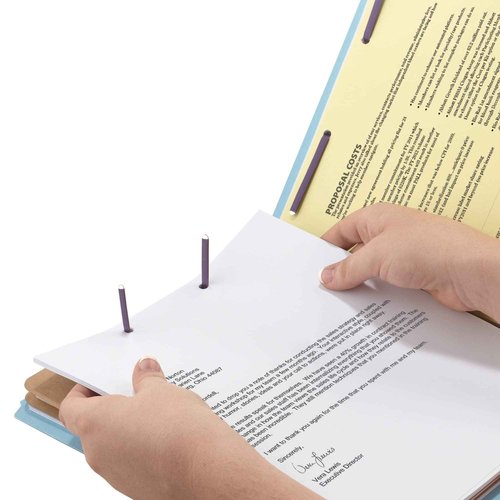 Smead Pressboard Classification File Folder with SafeSHIELD Fasteners, 2 Pocket Dividers, 2" Expansion, Letter Size, Blue, 10 per Box (14081)