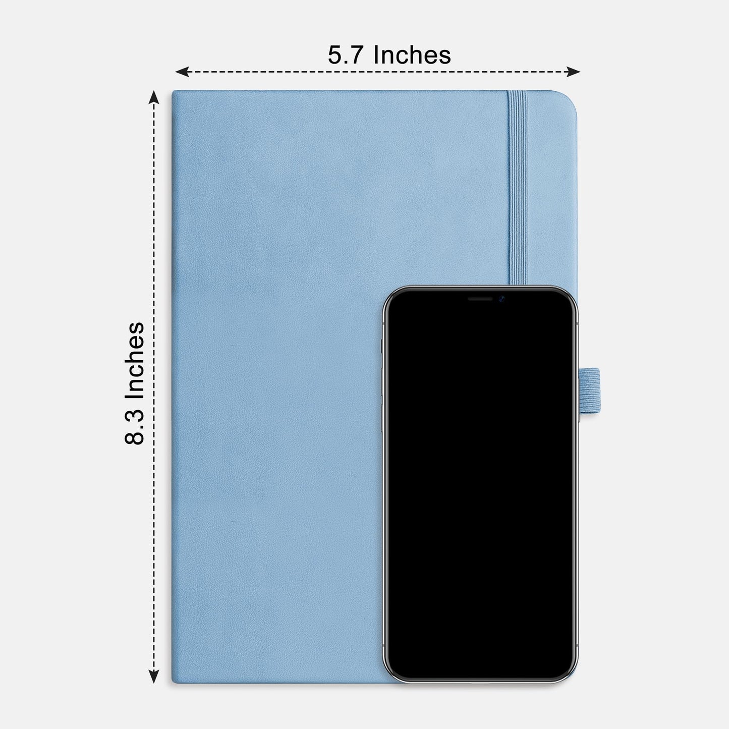 RETTACY Blank Journal Notebook, 192 Pages, A5 Medium Size (5.7'' x 8.3''), Leather Hardcover, 100 GSM Thick Paper, for Sketching, Drawing, Painting (Light Blue)