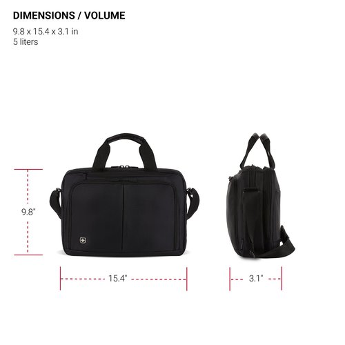 Wenger Luggage Source Padded Organizer Briefcase with Scratch Protection, Black, 14-inch (601366)