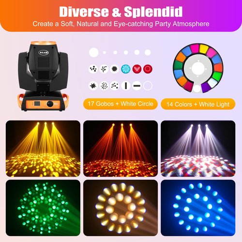 DELOPVIO 230W 7R Beam Zoom Sharpy 16Prism DMX DJ Stage Lighting Moving Head Light Disco, for Concert, Nightclub, Party, Bars, KTV, Dance Halls, Stage Disco Club Lighting Party