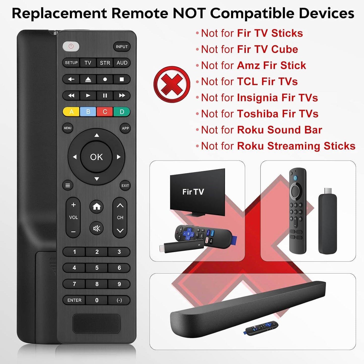 (Pack of 2) Replacement-Remote-Control for Roku-TV,Compatible for TCL Roku/Hisense Roku/Onn Roku/Philips Roku Smart TVs(Not for Roku Stick and Box)