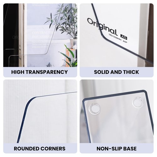 Vertical Magazine File Holder, Clear File Organizer Desk Organizer and Storage Bins Holding for Magazines, Binders, Notebooks, Envelopes, Plastic Office Organization and Storage for Desk, 4 pack