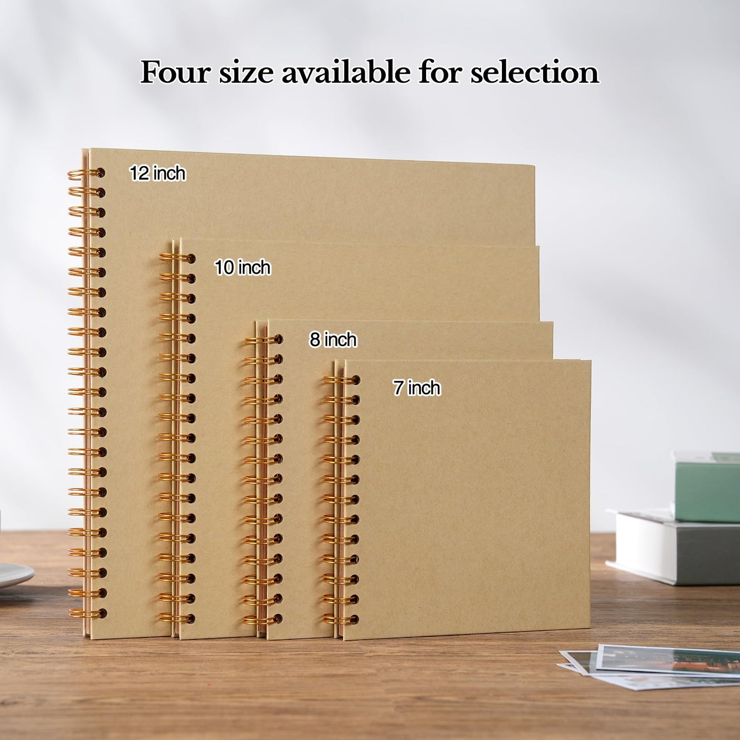 potricher 7 x 7 Inch DIY Scrapbook Album 40 Pages Hardcover Kraft Paper Scrap Book Photo Albums Memory Book for Wedding and Anniversary Family (Yellow, 7 Inch)
