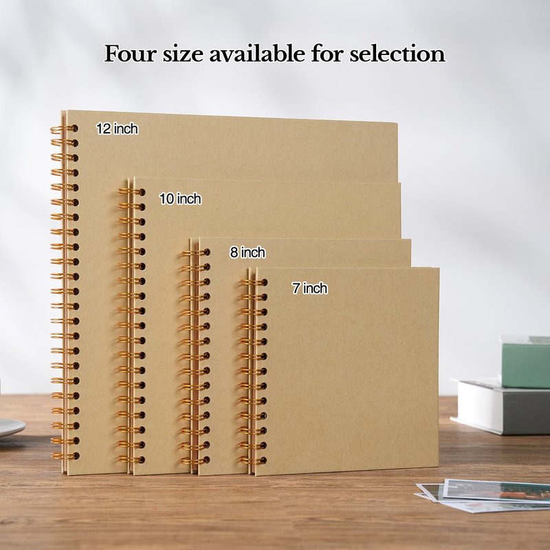potricher 7 x 7 Inch DIY Scrapbook Album 40 Pages Hardcover Kraft Paper Scrap Book Photo Albums Memory Book for Wedding and Anniversary Family (Yellow, 7 Inch)