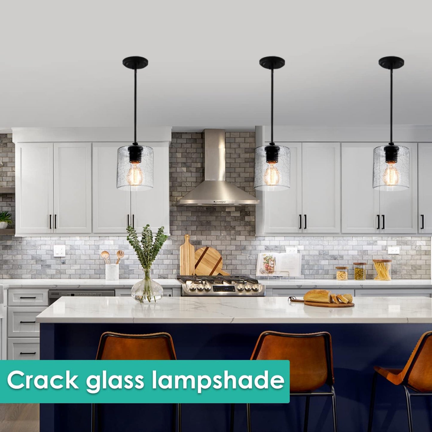 1 Pack Seeded Clear Glass Lamp Shade Replacement Glass Shade for Pendant light, Floor lamp, Desk lamp,Wall Sconces and Bathroom Vanity lights.1-5/8-Inch Fitter Opening