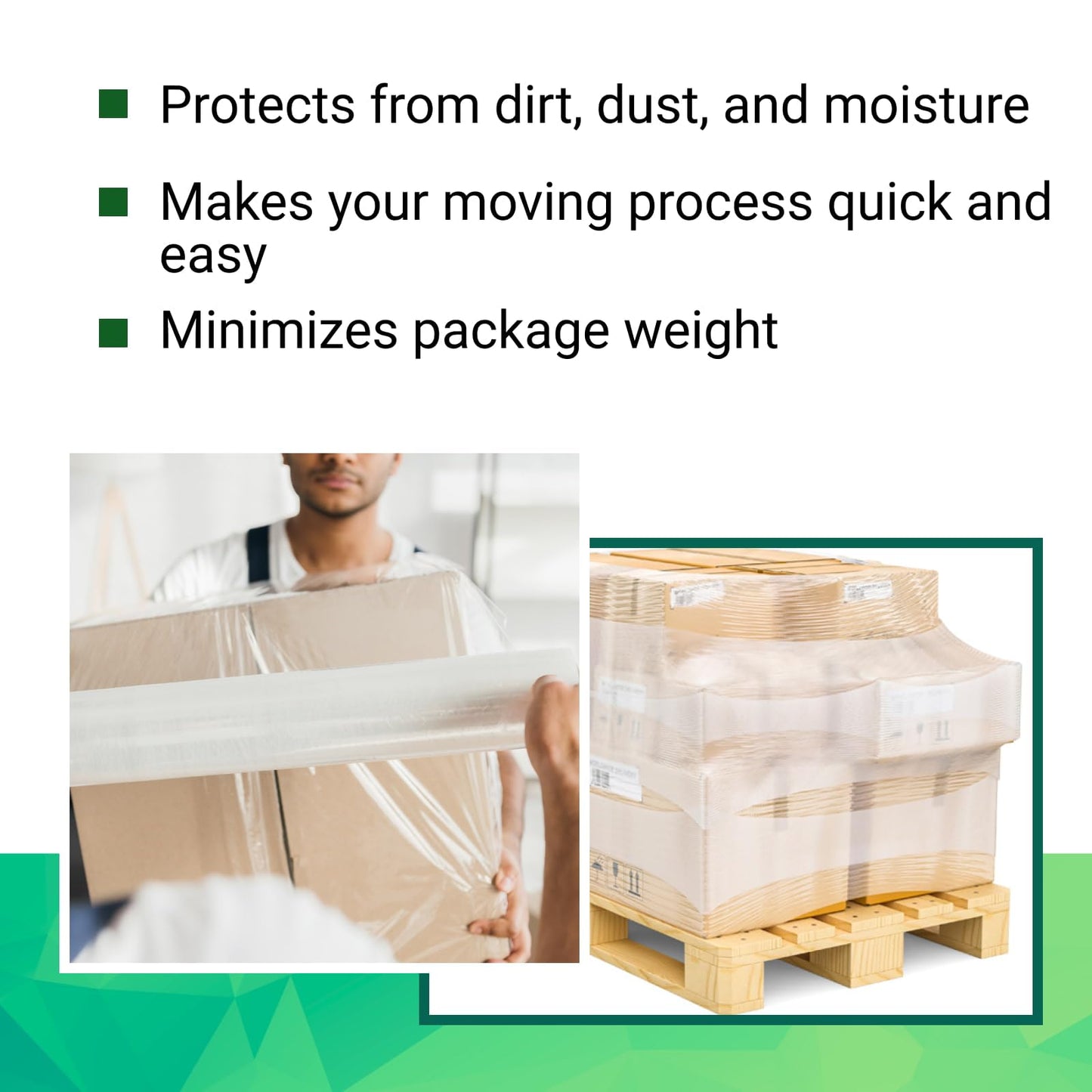 IDL Packaging 20" x 1000' Hand Stretch Wrap Roll of 80 Gauge with Extended Cardboard Handles (1 Roll) - Extra Sticky Clear Plastic Wrap Film - Pallet Wrap Stretch Film for Packing, Shipping & Moving