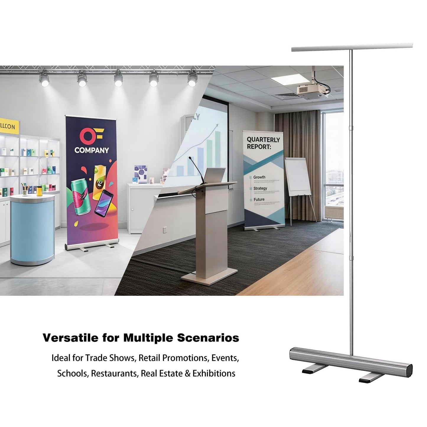 B.B.F MAKE Retractable Banner Stand Hardware 33" x 81" (Stand & Carrying Bag ONLY - No Printing Included) - Heavy-Duty Aluminum Base with Non-Slip Feet - Professional Hardware for 33x81 Inch Banners - 30-Sec Setup